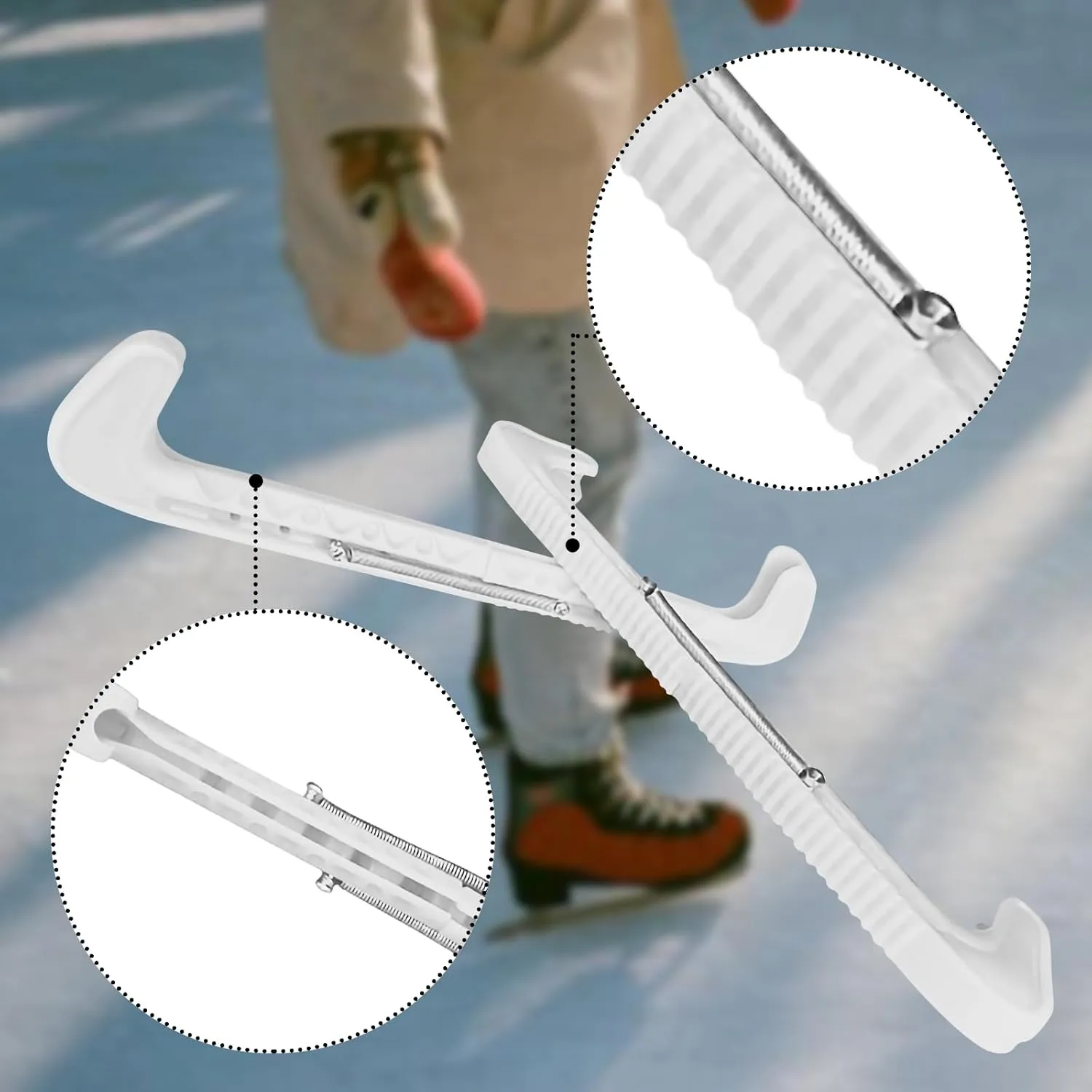 2PCS Hard Adjustable Ice Skate Guards Protective Hockey Skating Blade Walking Covers Skate Protector for Figure Skating Soft Skate Blade Covers
