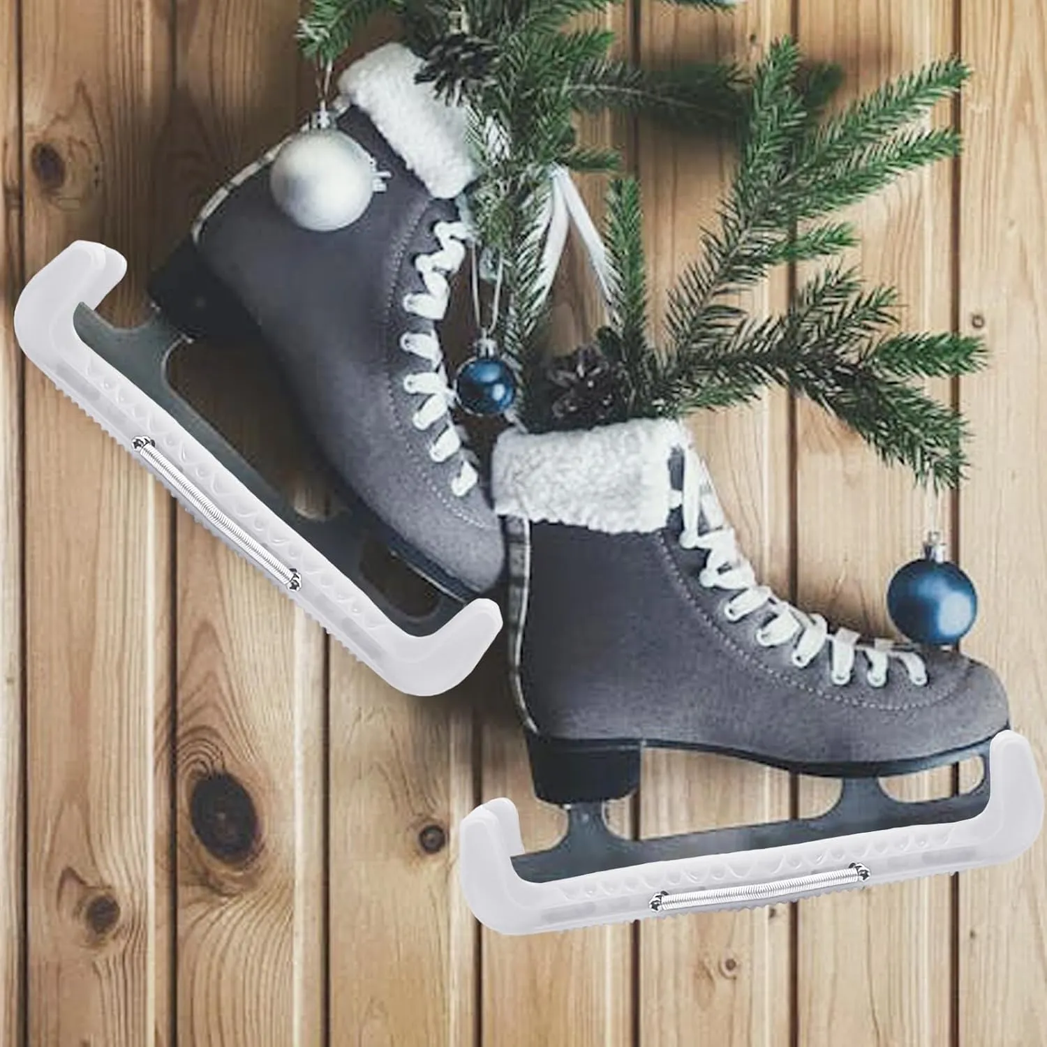 2PCS Hard Adjustable Ice Skate Guards Protective Hockey Skating Blade Walking Covers Skate Protector for Figure Skating Soft Skate Blade Covers