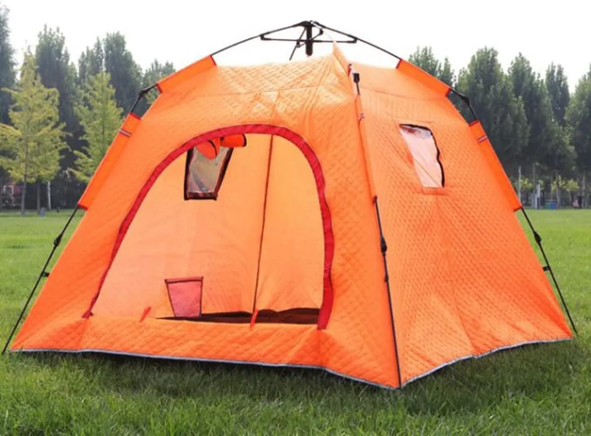 3-5 People Ice Fishing Hut Tent with Carry Bag, Winter Ice Fishing Shelter Fully Automatic Warm and Thick Cotton Tent, Outdoor Camping Warm Shade Shelter Tent
