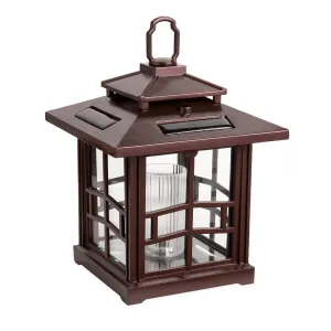 3-in-1 Solar Lanterns with Shepherd's Hook/Ground Stake, Set of 2, Bronze