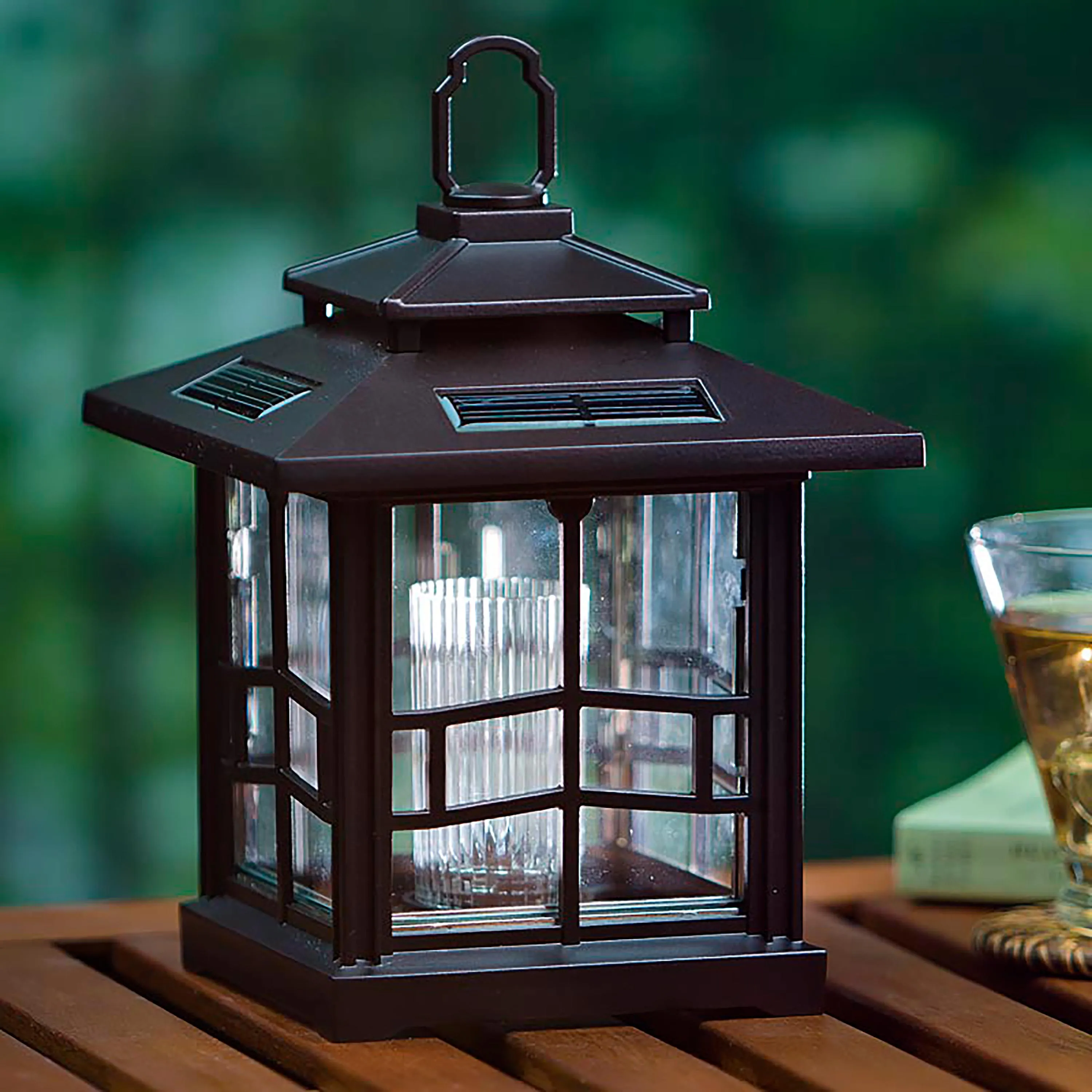 3-in-1 Solar Lanterns with Shepherd's Hook/Ground Stake, Set of 2, Bronze