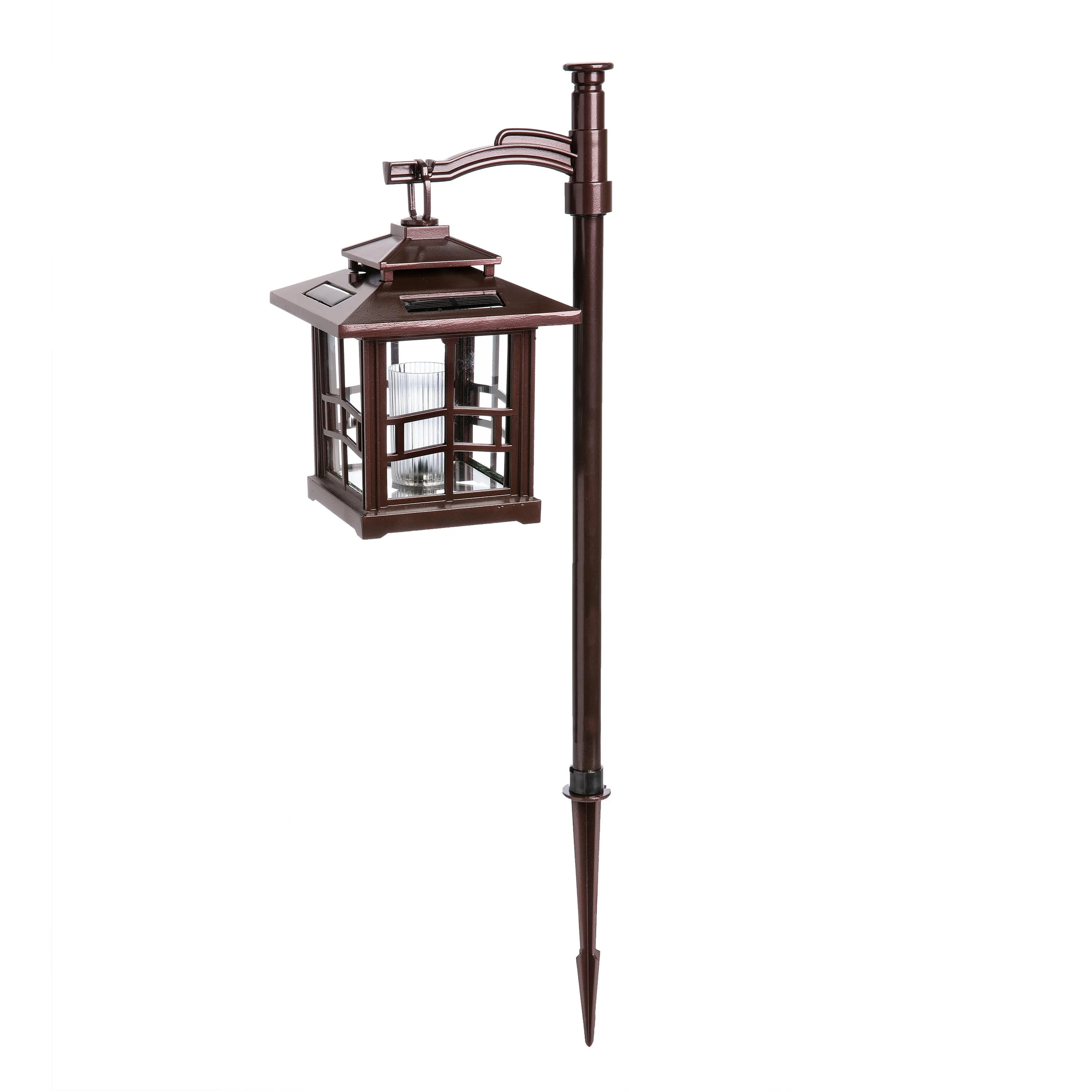 3-in-1 Solar Lanterns with Shepherd's Hook/Ground Stake, Set of 2, Bronze