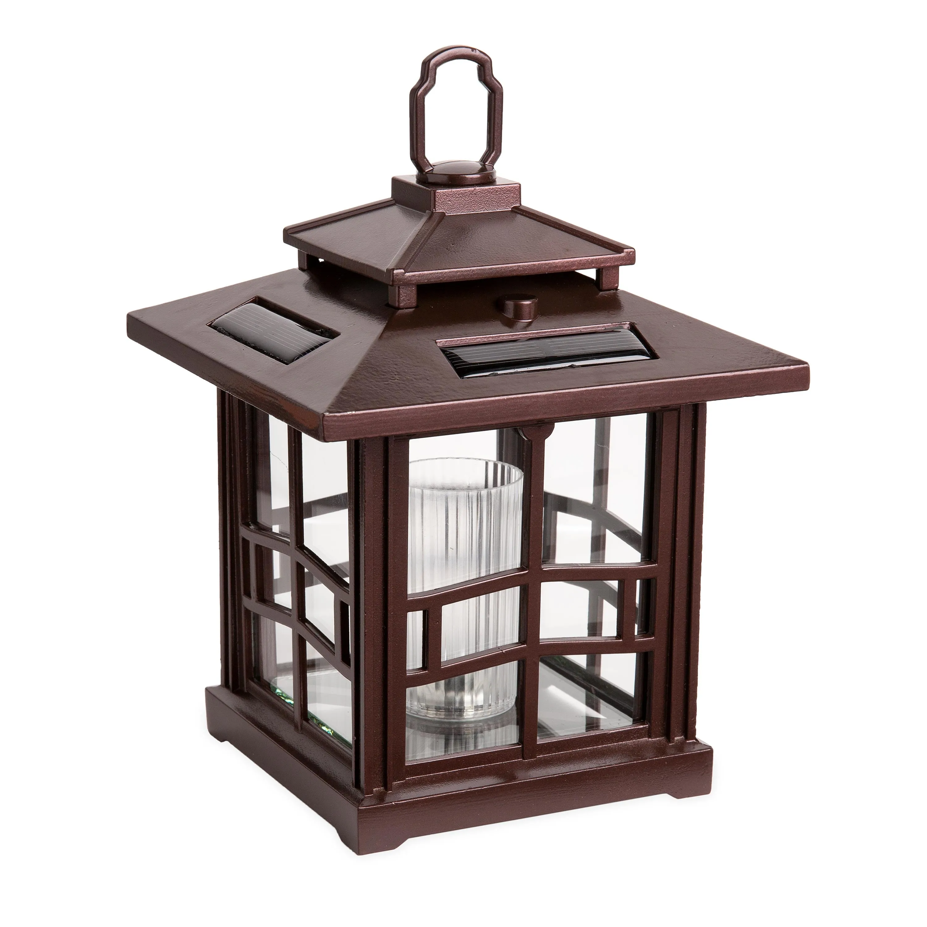 3-in-1 Solar Lanterns with Shepherd's Hook/Ground Stake, Set of 2, Bronze