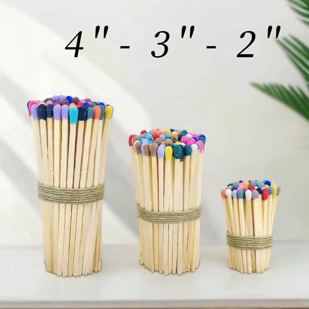 3 Inch Rainbow Matches (100 Count) - Decorative Wooden Safety Matches with Striker for Candles, Weddings, Fireplace, Home Decor, Gifts
