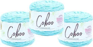 (3 Pack) Lion Brand Yarn Coboo Bamboo Yarn, Ice Blue