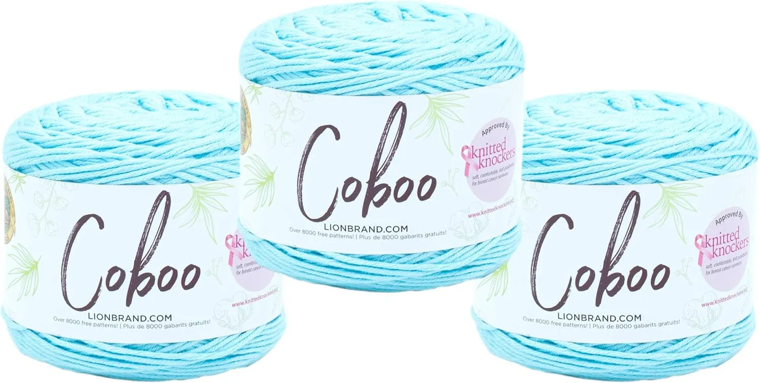 (3 Pack) Lion Brand Yarn Coboo Bamboo Yarn, Ice Blue
