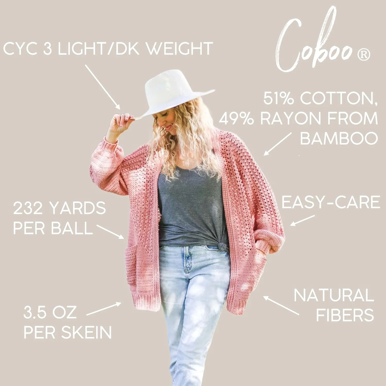 (3 Pack) Lion Brand Yarn Coboo Bamboo Yarn, Ice Blue