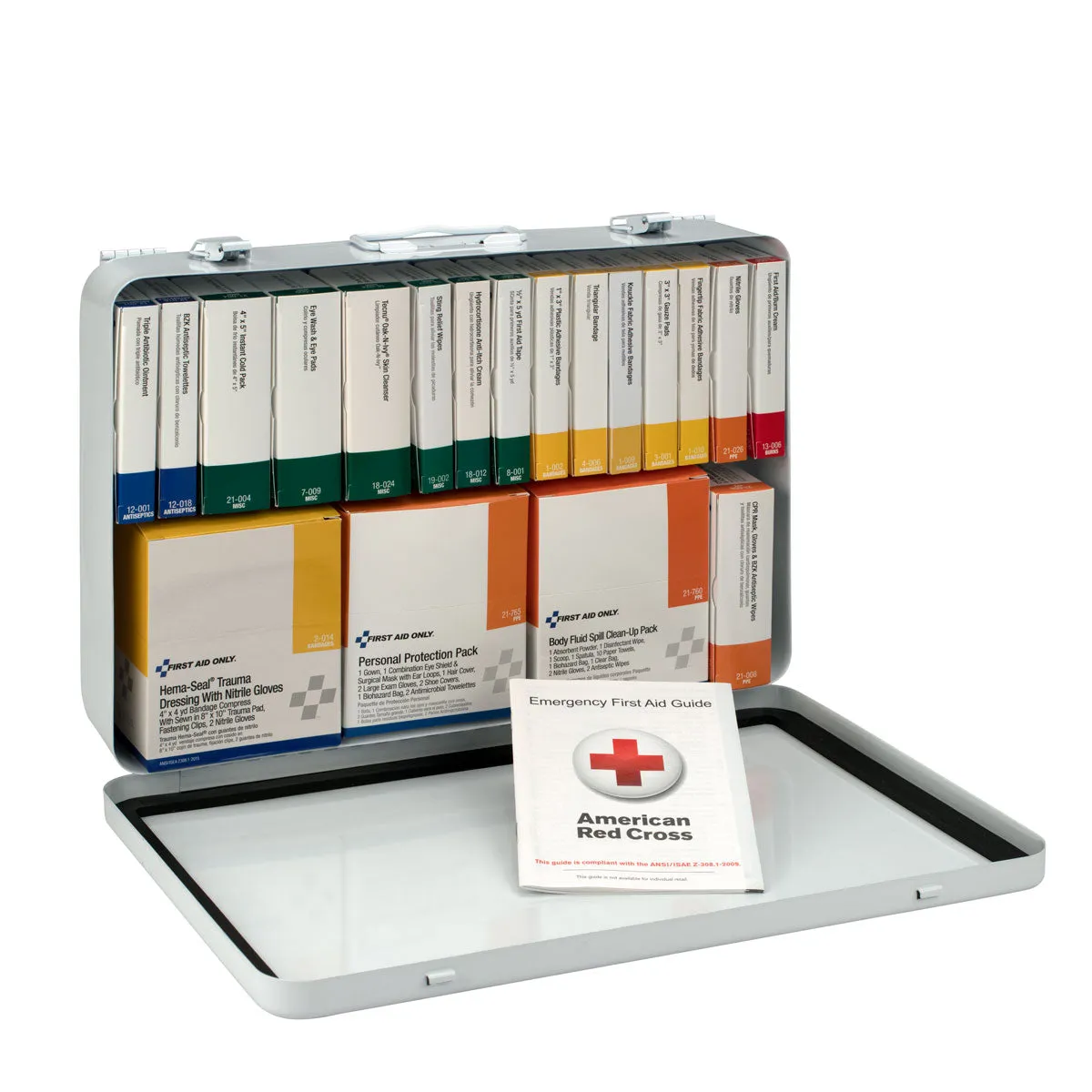 36 Unit First Aid Kit with BBP and CPR, Metal Case
