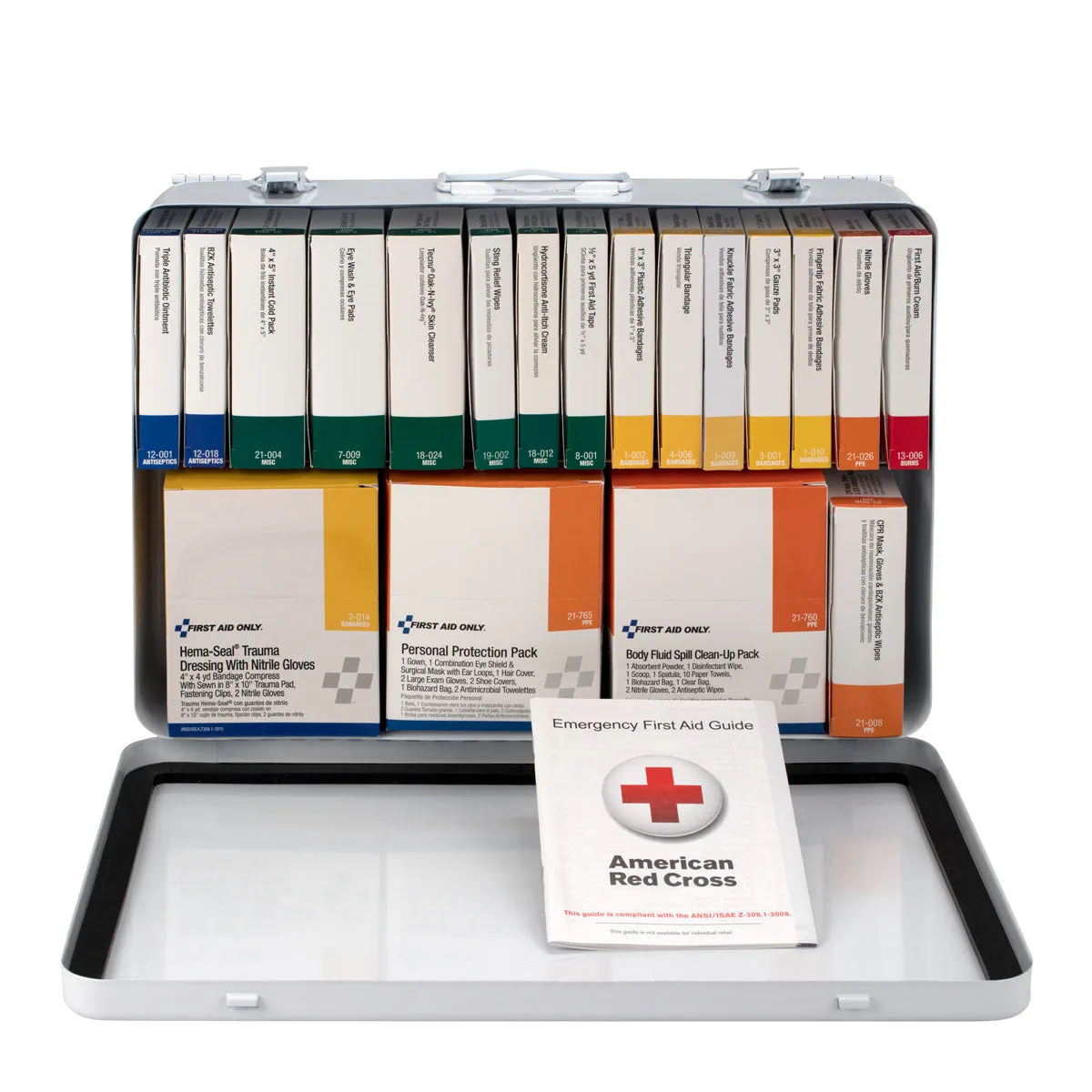 36 Unit First Aid Kit with BBP and CPR, Metal Case