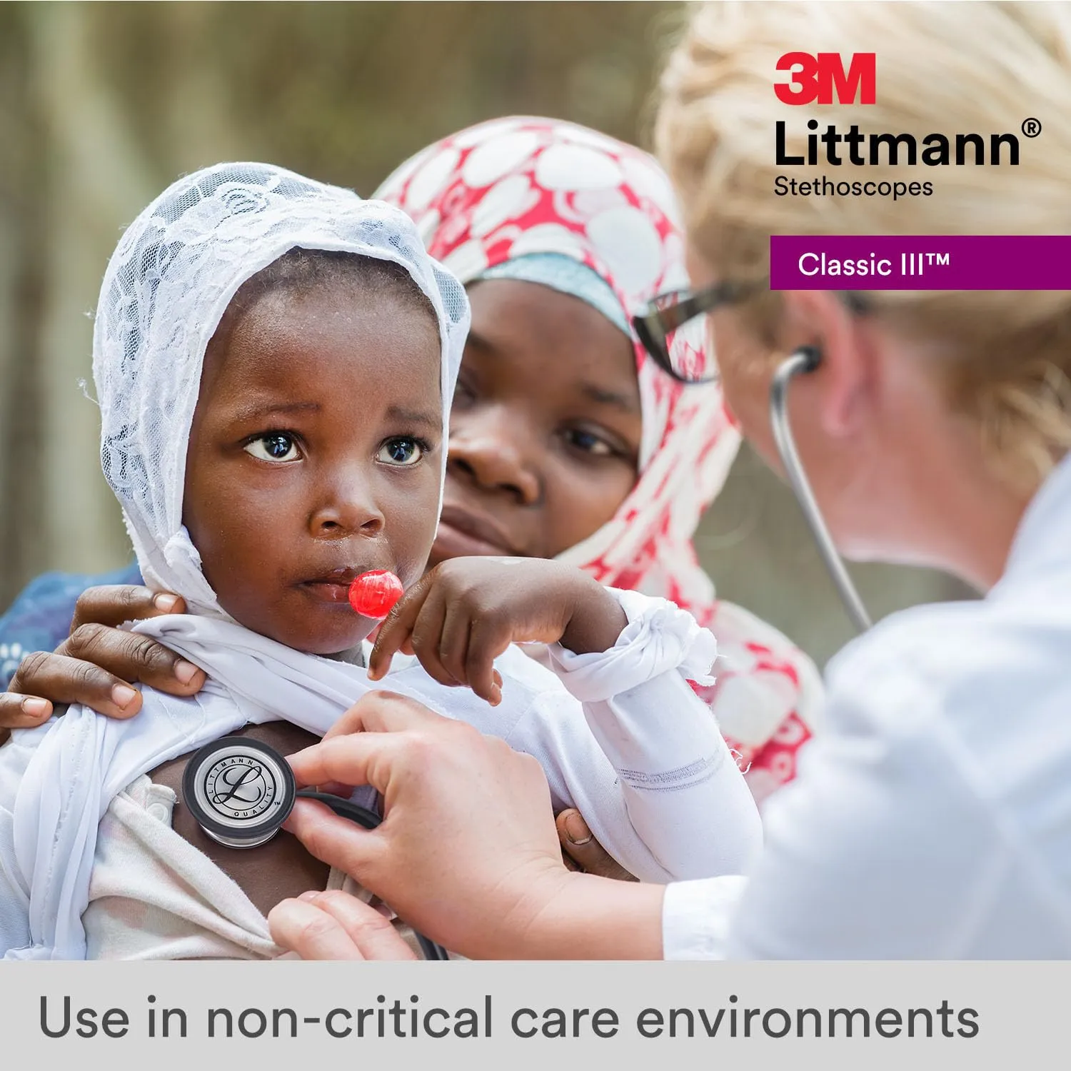 3M Littmann Classic III Monitoring Stethoscope, 5803, More Than 2X as Loud, Weighs Less, Stainless Steel Black-Finish Chestpiece, 27' Black Tube, Stem and Headset