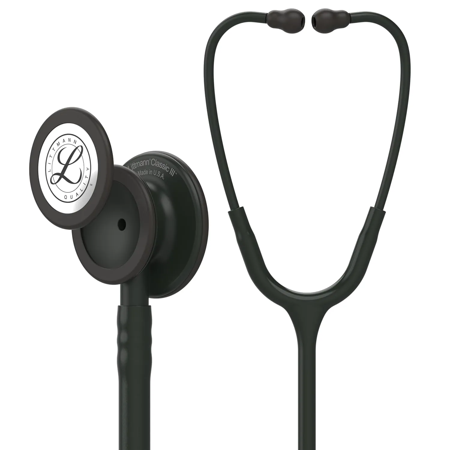 3M Littmann Classic III Monitoring Stethoscope, 5803, More Than 2X as Loud, Weighs Less, Stainless Steel Black-Finish Chestpiece, 27' Black Tube, Stem and Headset