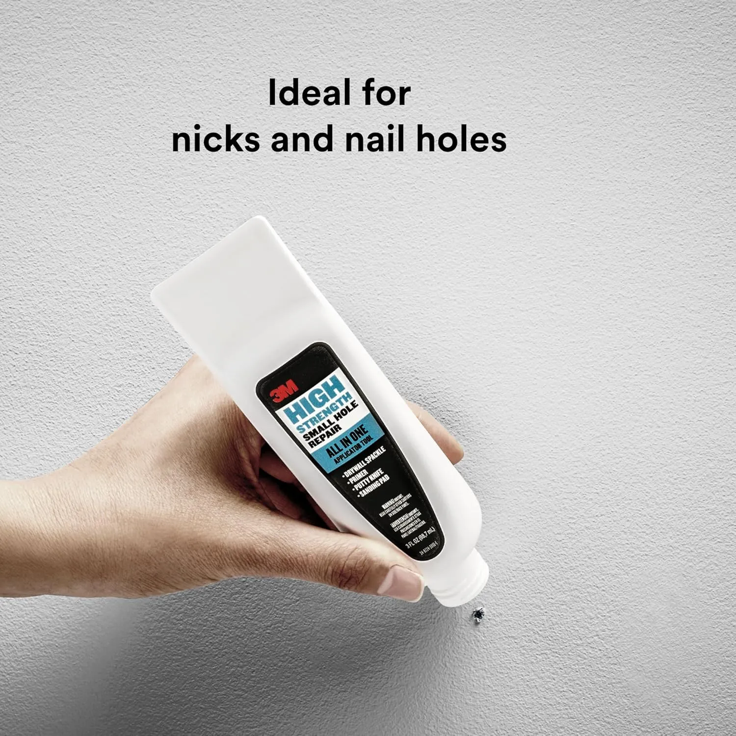 3M Small Hole Repair High Strength, All in One Applicator Tool, 2-Pack, Quick and Easy Repair for Nicks and Nail Holes, Includes Putty Knife, Spackle, and Sanding Pad For Wall Repairs (SHR-AIO-2-SIOC)