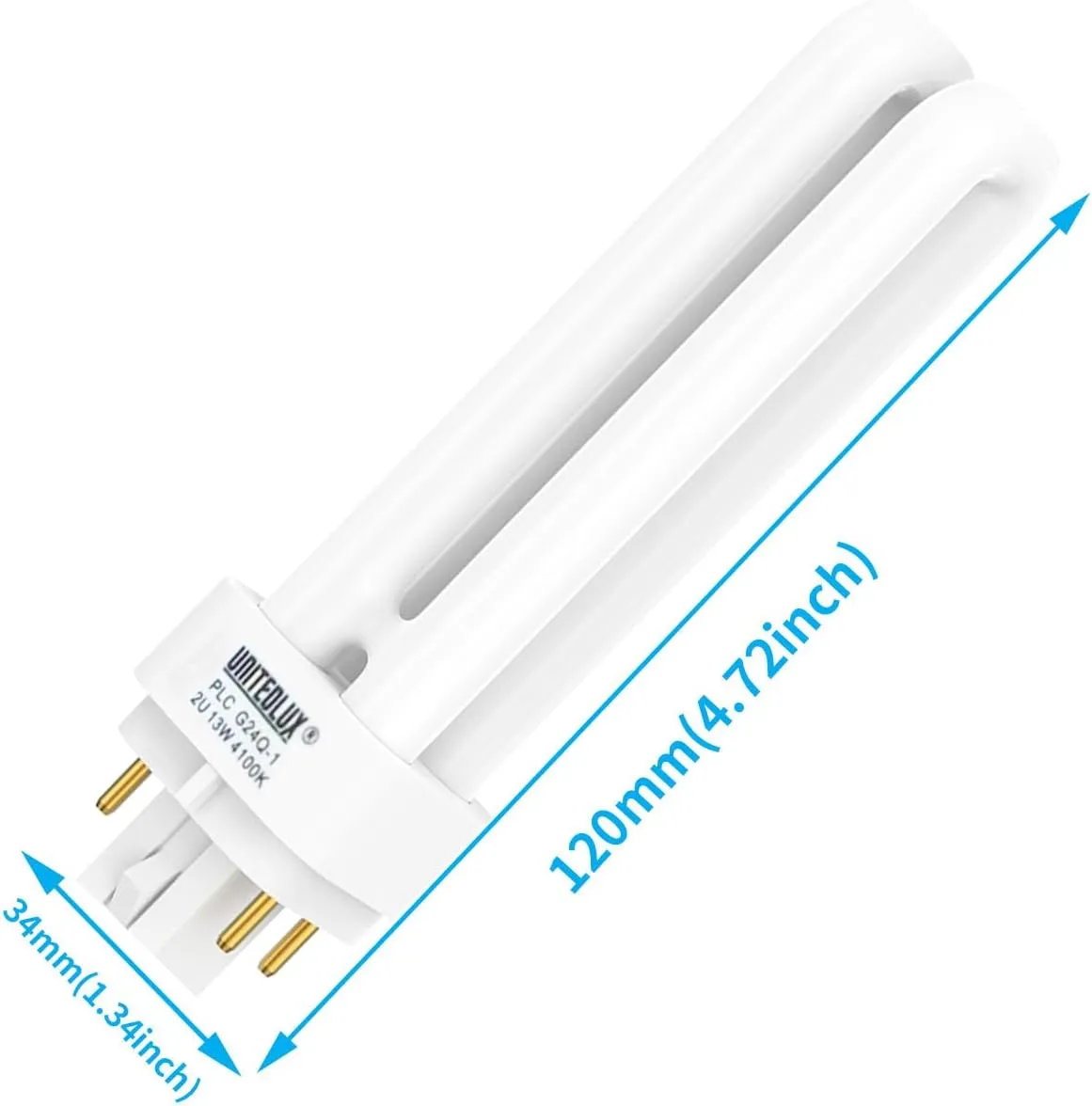 3Pack PLC-13W 4 Pin G24q-1,Double Tube, Compact Fluorescent Light Bulb - Replaces Sylvania 20671 CF13DD/E/835 - Philips 38327-3 PL-C 13W/835/4P/ALTO and GE 97596 F13DBX/835/ECO4P(3)
