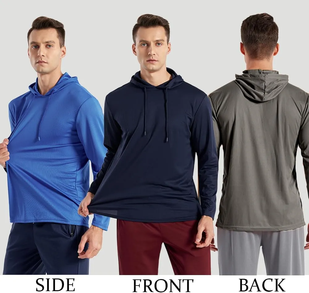 3PC or 6PC Men’s UPF 50  Sun Protection Lightweight Long Sleeve Hoodie, Quick-Dry SPF UV Shirt for Outdoor Active Wear