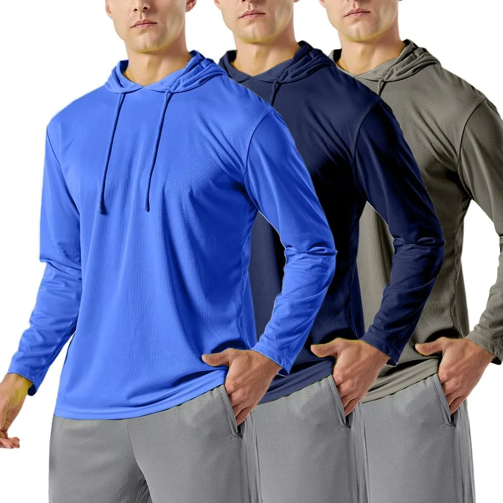 3PC or 6PC Men’s UPF 50  Sun Protection Lightweight Long Sleeve Hoodie, Quick-Dry SPF UV Shirt for Outdoor Active Wear