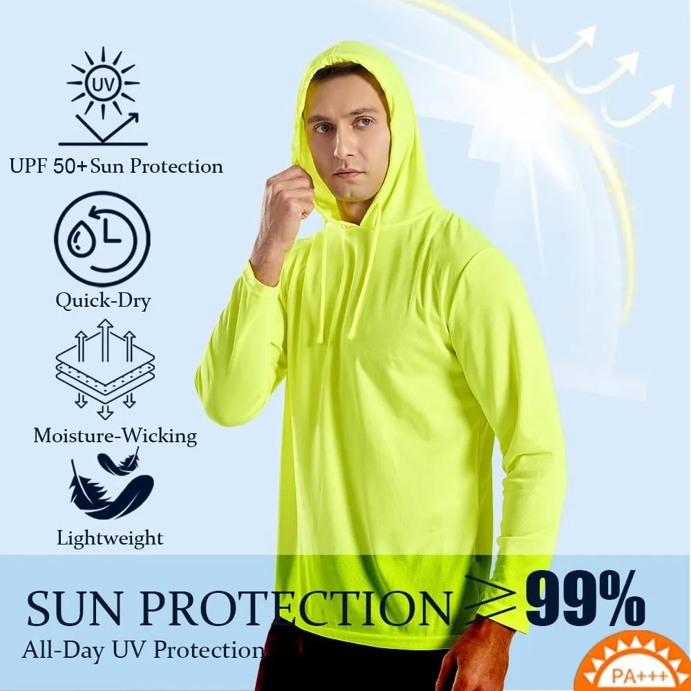 3PC or 6PC Men’s UPF 50  Sun Protection Lightweight Long Sleeve Hoodie, Quick-Dry SPF UV Shirt for Outdoor Active Wear