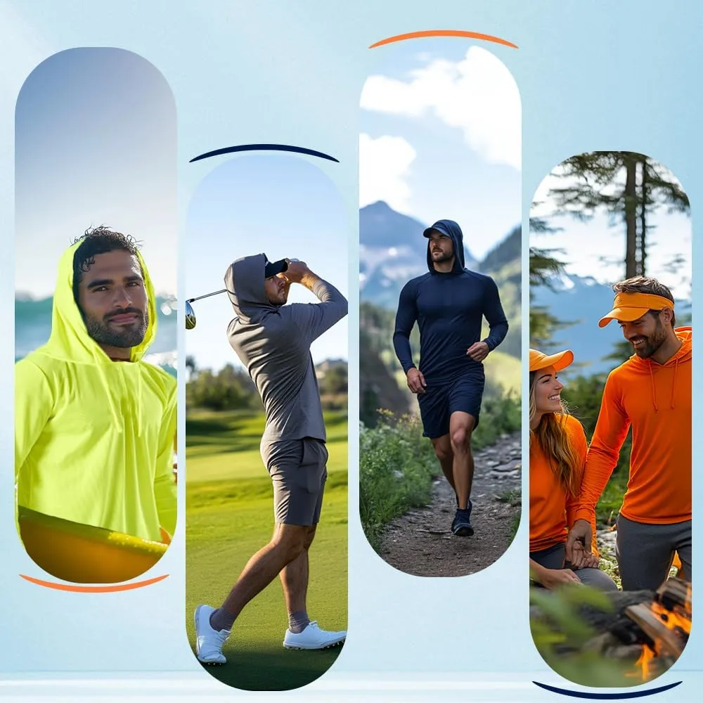 3PC or 6PC Men’s UPF 50  Sun Protection Lightweight Long Sleeve Hoodie, Quick-Dry SPF UV Shirt for Outdoor Active Wear
