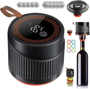 4 in 1 Electric Mason Jar Vacuum Sealer Kit with Wine Stopper and Inflating Regular Mouth Mason Jars Electric Sealer for Wide Canning Vacuum Sealer Mason Jar