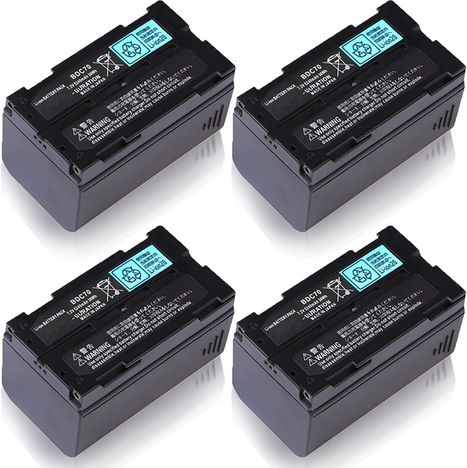 (4 Pack) BDC70 Battery 7.2V 5240mAh for Topcon BDC70 for Sokkia BDC70 5240mah Battery, Total Station/GPS