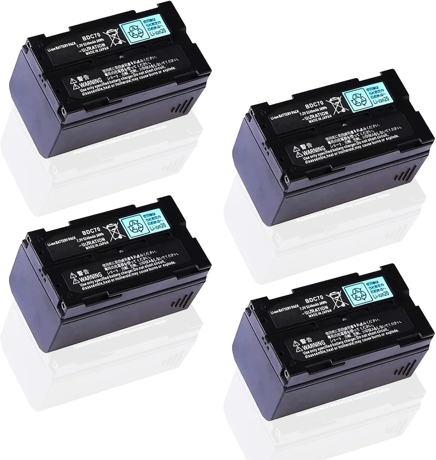 ◢(4-Pack) BDC70 Battery 7.2V 5240mAh Rechargeable Li-Ion Battery for Top-con Sokkia Total Stations/GPS for Robotic Total Stations and GNSS Receivers