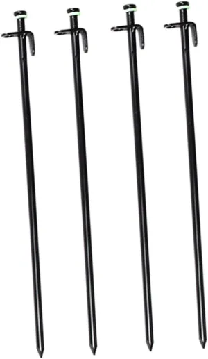 4Pcs Heavy Duty Steel Tent Stakes with Noctilucous Ring Durable Tent Pegs for Camping Awning Canopy and Outdoor Activities Resistant Stable Support for Various