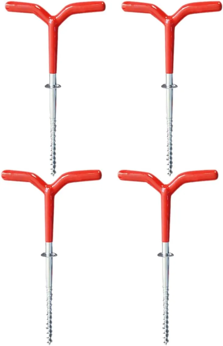 4pcs Portable Spiral Tent Pegs Heavy Duty Stakes for Camping Fishing and Winter Use Durable Ice and Ground Anchors Handle for and Stability