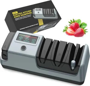 5 in 1 Electric Knife Sharpener-3 Rotational Speed Adjustable Electric Knife Sharpeners, Suitable for Straight Blade Knives, Serrated Knives, Meat Cleaver Knives, Ceramic Knives&Scissors