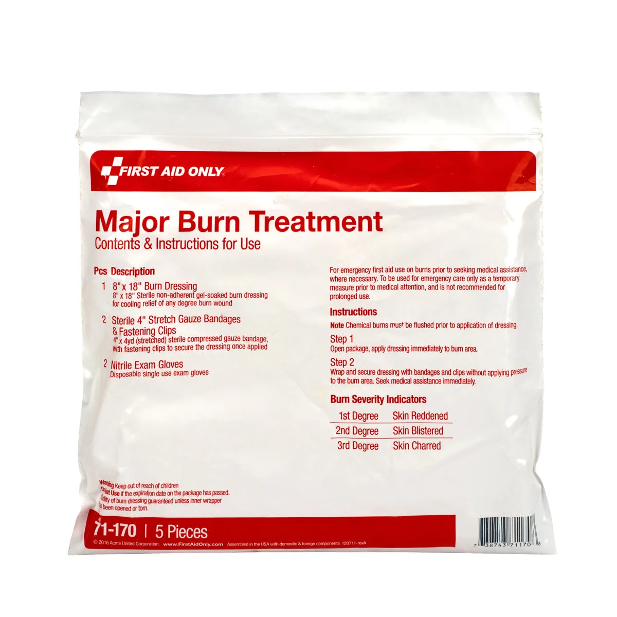 5 Piece First Aid Triage WaterJel Severe Burn Treatment Pack , First Aid Triage Pack - Severe Burn Treatment