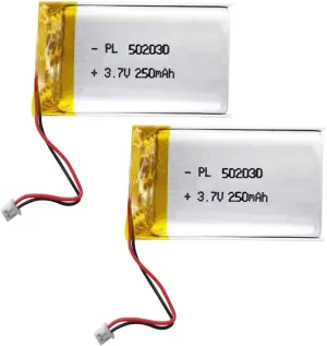 502030 Battery 250mAh Replacement for VXI BlueParrott B250-XT Bluetooth Headset Nextbase Dash cam 402G 412GW 512G Cobra 840 Battery Mini DVR Keychain Cam Small Camera 808 and More 2Pack