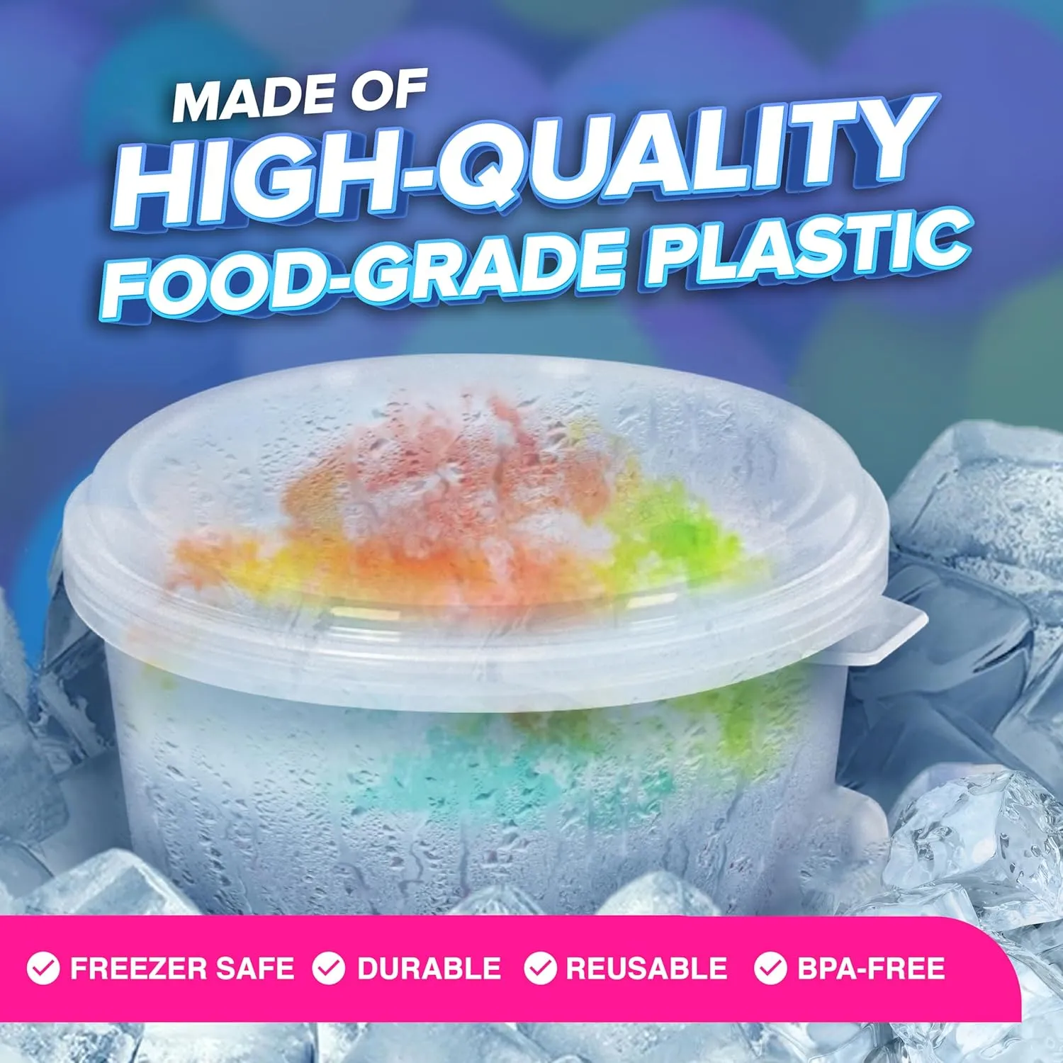 6 Pack Hawaiian Shaved Ice Mold Party Set with Lids, Up Your Game For Much More Snow Cone Treats, BPA-Free Cups Two Bonus Lids, Easy Stackable Freezing, Compatible with S900A, S777 & Others