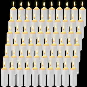 60 Pack 9-Hour Emergency Candles Long Burning Survival Candles Compatible with Lantern for Outdoor Camping Power Outage Emergency Survival Preparedness (Lantern Not Included)