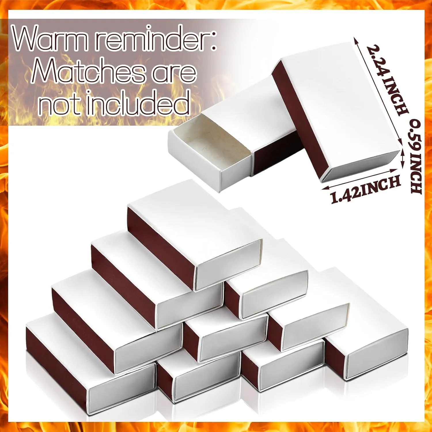 60 Pcs Blank Matches Containers DIY No Match Holder Blank Match Storage Boxes for Guests Wedding Bridal Shower Baby Shower Halloween Party Favor(White,2.24 x 1.42 x 0.59 Inches)