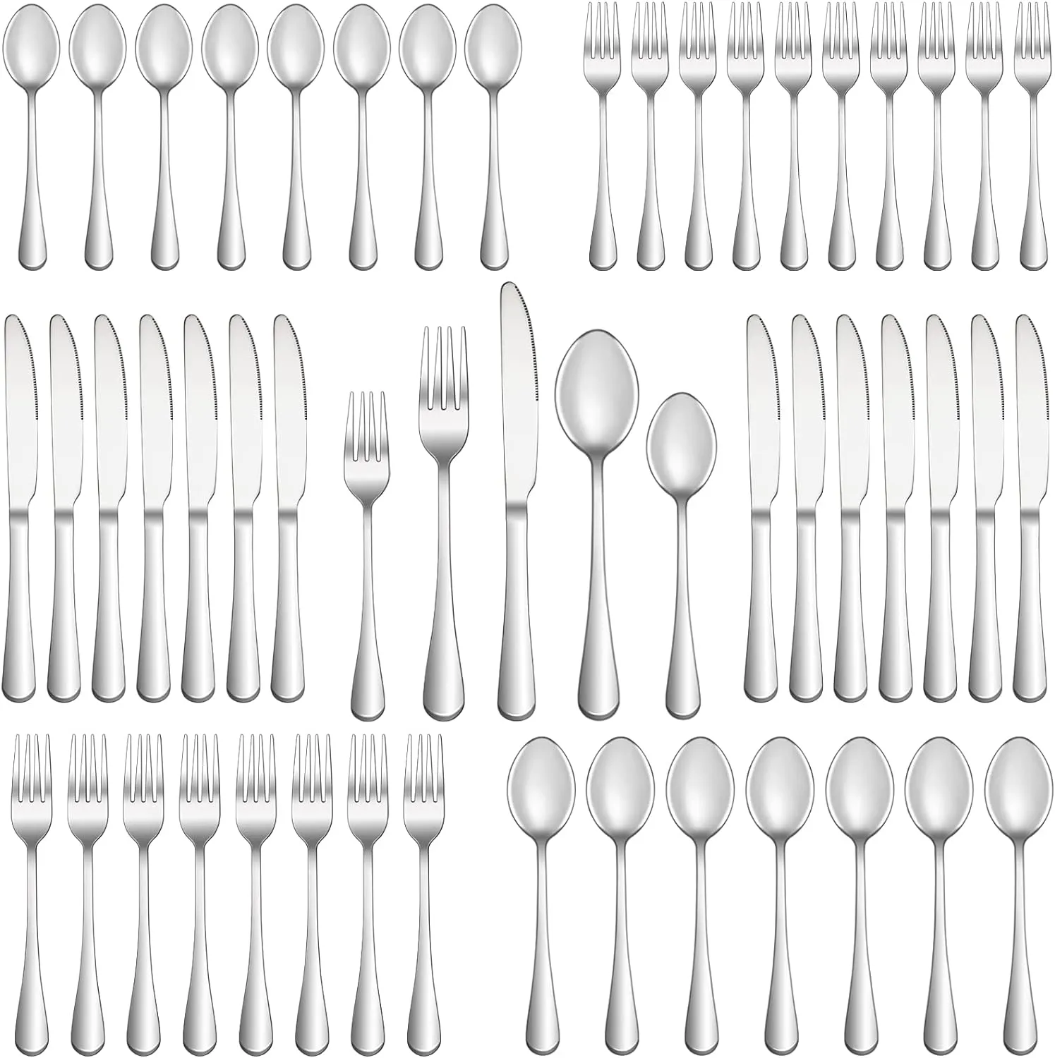 60 Piece Silverware Set Service for 12,Premium Stainless Steel Flatware Set,Mirror Polished Cutlery Utensil Sets,Durable Home Kitchen Eating Tableware Sets,Include Fork Knife Spoon,Dishwasher Safe