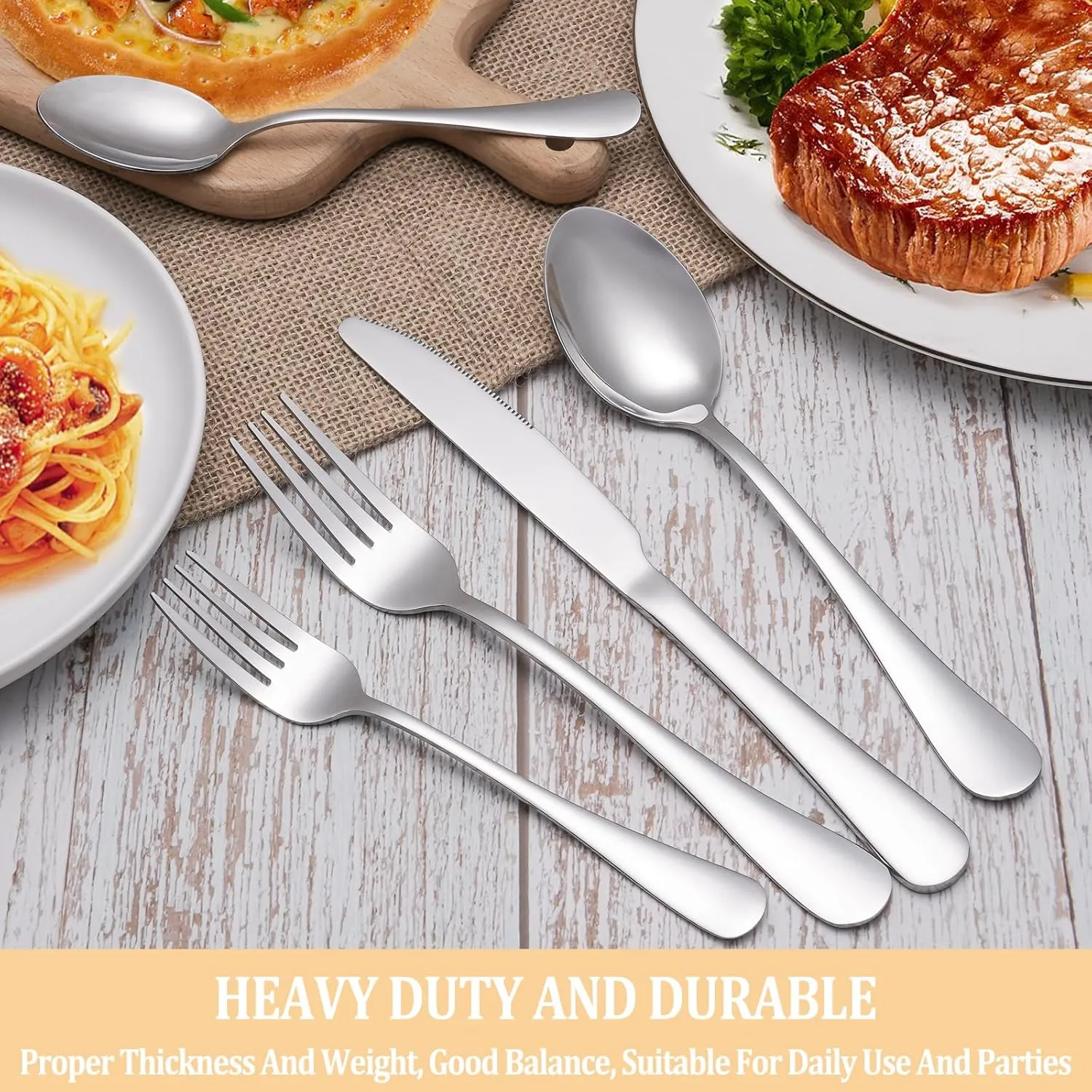 60 Piece Silverware Set Service for 12,Premium Stainless Steel Flatware Set,Mirror Polished Cutlery Utensil Sets,Durable Home Kitchen Eating Tableware Sets,Include Fork Knife Spoon,Dishwasher Safe