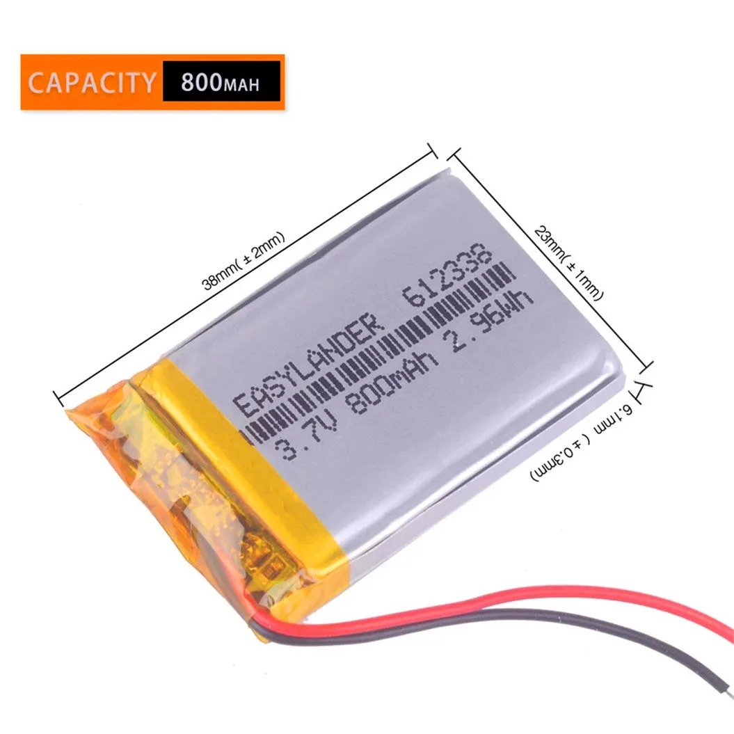 612338 3.7V 800mAh Li-Polymer Battery For MP4 GPS Toys dvr570 FD6SG hd50G TEXET fhd 570 DVR dvr 3gp gmini HD50G