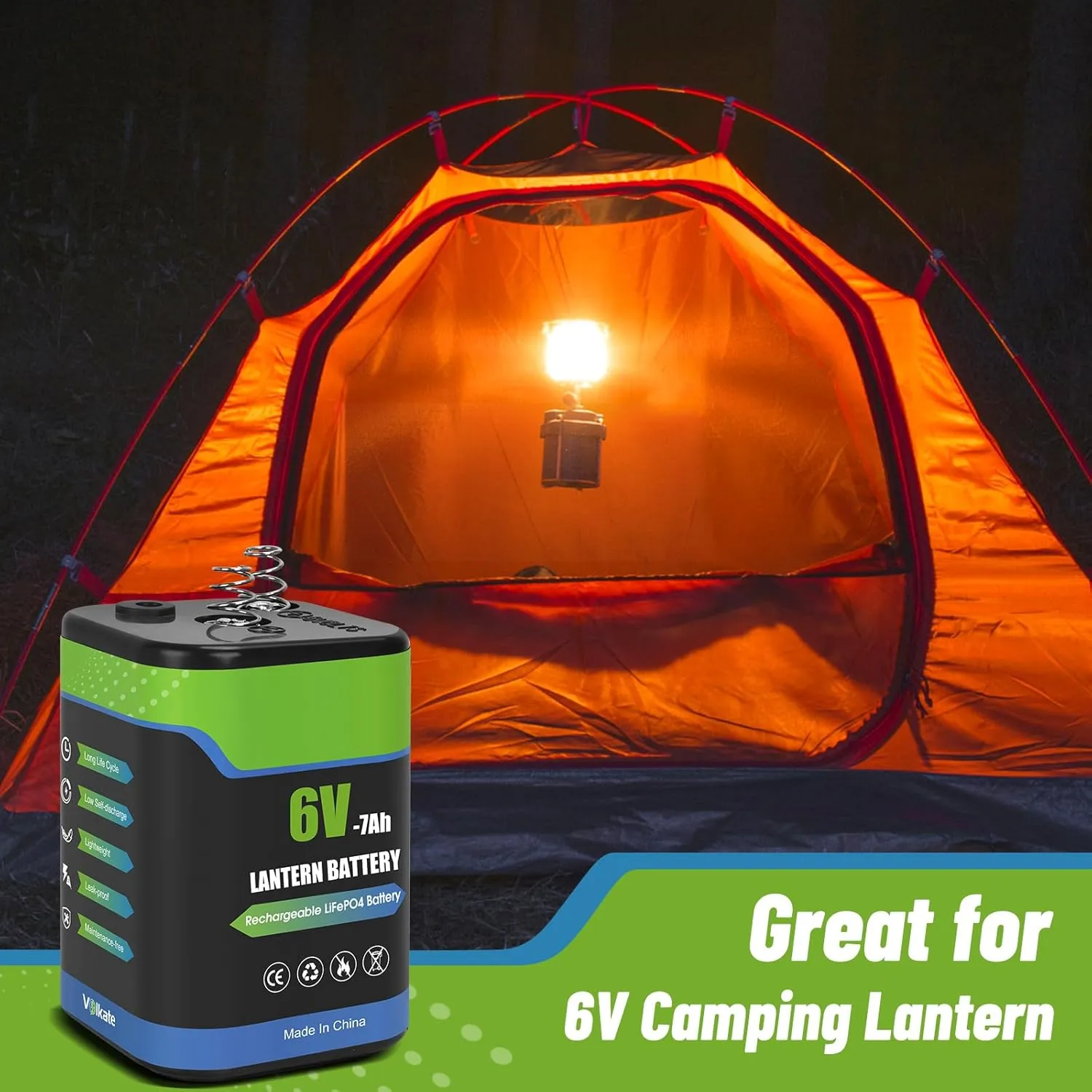 6V Lantern Battery, 6 Volt Rechargeable LiFePO4 Lithium 4R25 Battery with Charger, 2 Pack, with Long-lasting Power for Lantern, Flashlight, Emergency Light, Deer Game Feeder, Fencing (Spring Terminal)