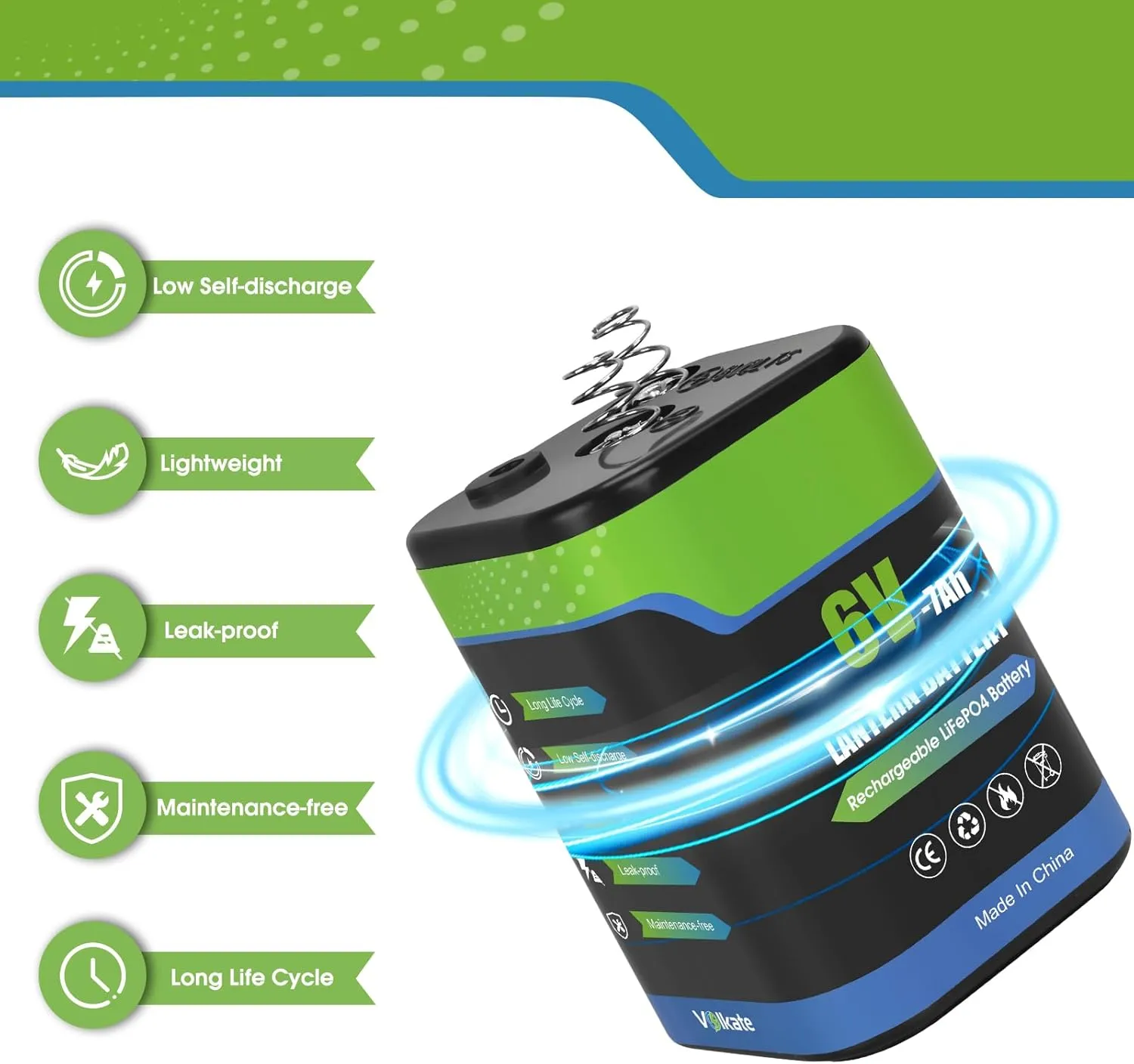 6V Lantern Battery, 6 Volt Rechargeable LiFePO4 Lithium 4R25 Battery with Charger, 2 Pack, with Long-lasting Power for Lantern, Flashlight, Emergency Light, Deer Game Feeder, Fencing (Spring Terminal)