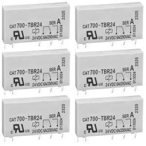 700-TBR24 Relay (Pack of 6) - 6A 250VAC 24VDC 5Pins Power Relay for Allen-Bradley CAT700-TBR24