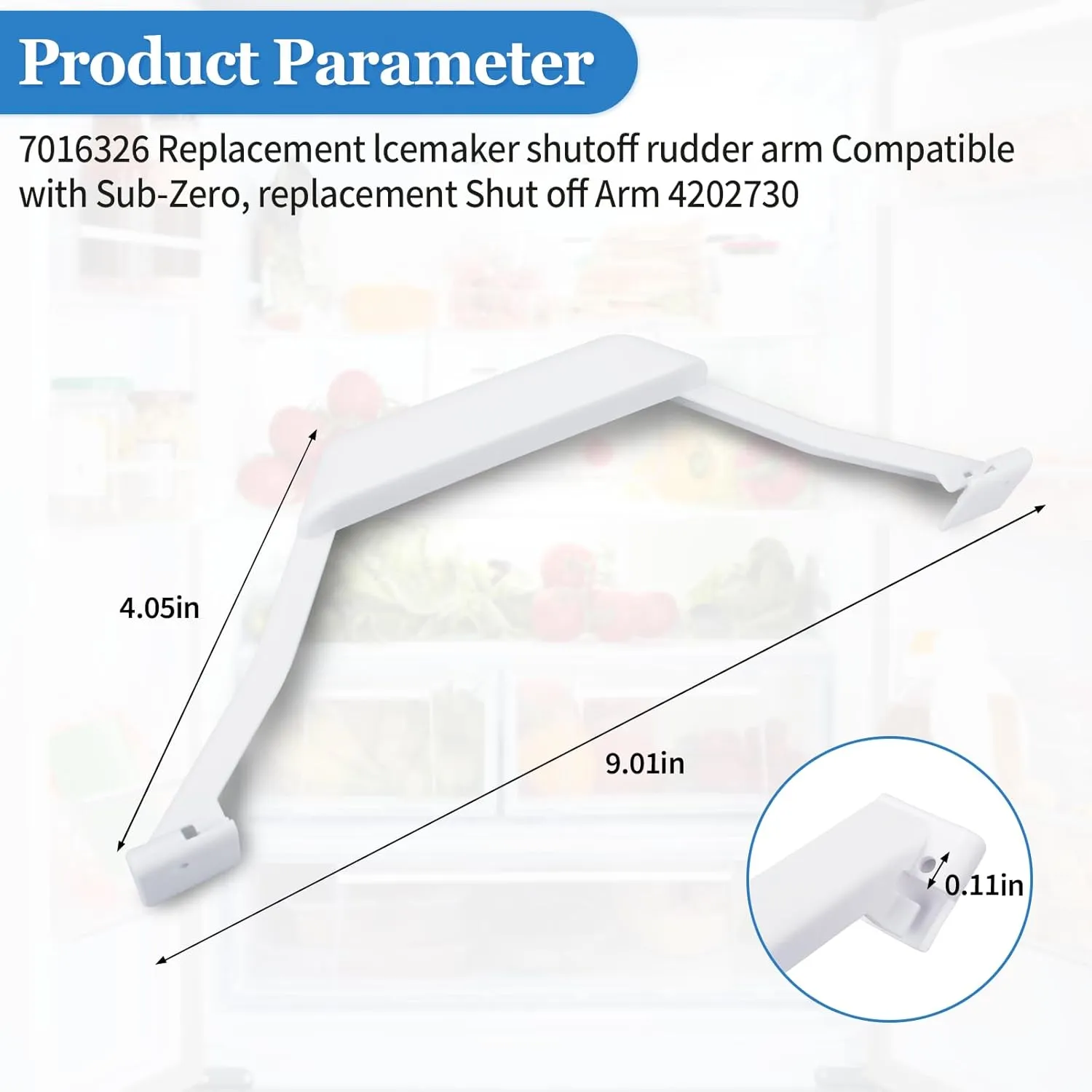7016326 Ice Maker Shutoff Rudder Arm Compatible with Sub-Zero Freezer 611 650, Refrigerator Freezer Shutoff Arm Replacement Part Models 4202730, 2 Pack