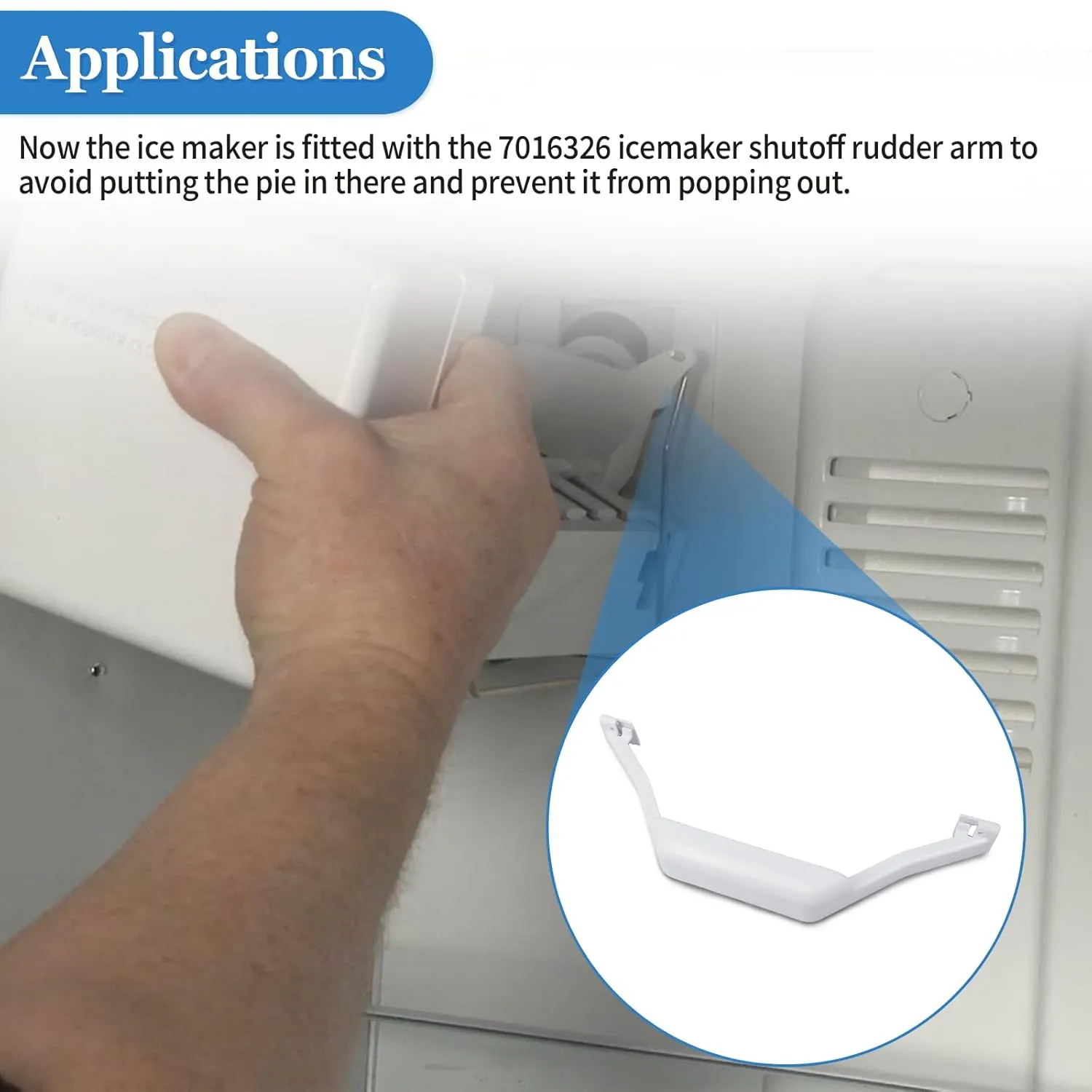 7016326 Ice Maker Shutoff Rudder Arm Compatible with Sub-Zero Freezer 611 650, Refrigerator Freezer Shutoff Arm Replacement Part Models 4202730, 2 Pack