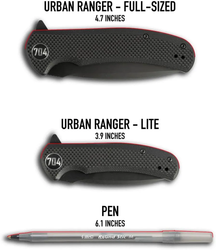 704 Gear Urban Ranger EDC Folding Pocket Knife | Full Size 3.74" Blade, D2 Steel, G10 Handle, Reversible Pocket Clip | Olive Drab Green