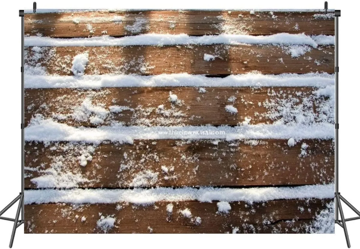 7x5FT Abstract Wooden Floor Covered ice Snow Photography Backdrop Background Cloth Portrait Photo Booth Studio Prop Banner Photographers Home Office Decor Supplies