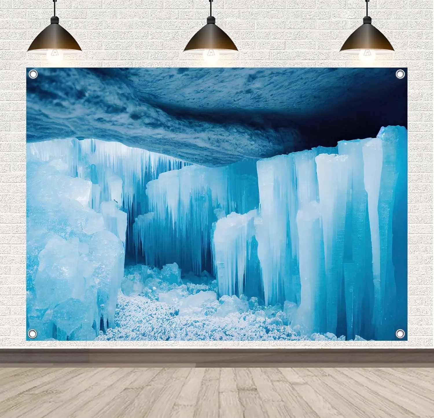 9x6ft Fabric Ice Cave Photography Backdrop Mysterious Dreamlike World of Ice Crystals Background for Winter Theme Parties Banner Decorations Photo Studio Props