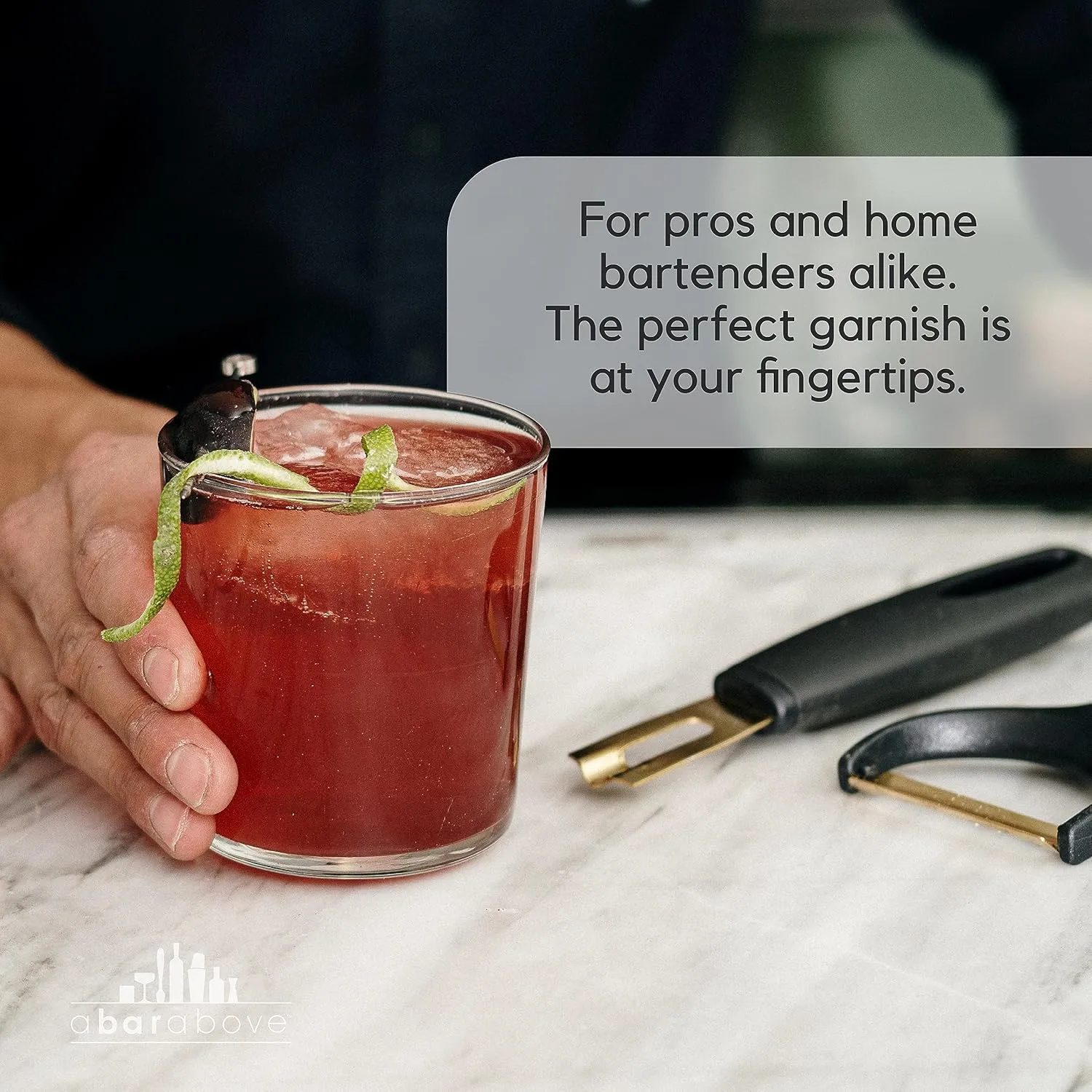 A Bar Above Premium Quality Channel Knife, Stainless Steel Bar Tool, Garnish for Cocktail Mixers, Lemon Zester, and Fruit Peeler, Professional Grade Bar Accessory, Stainless Steel