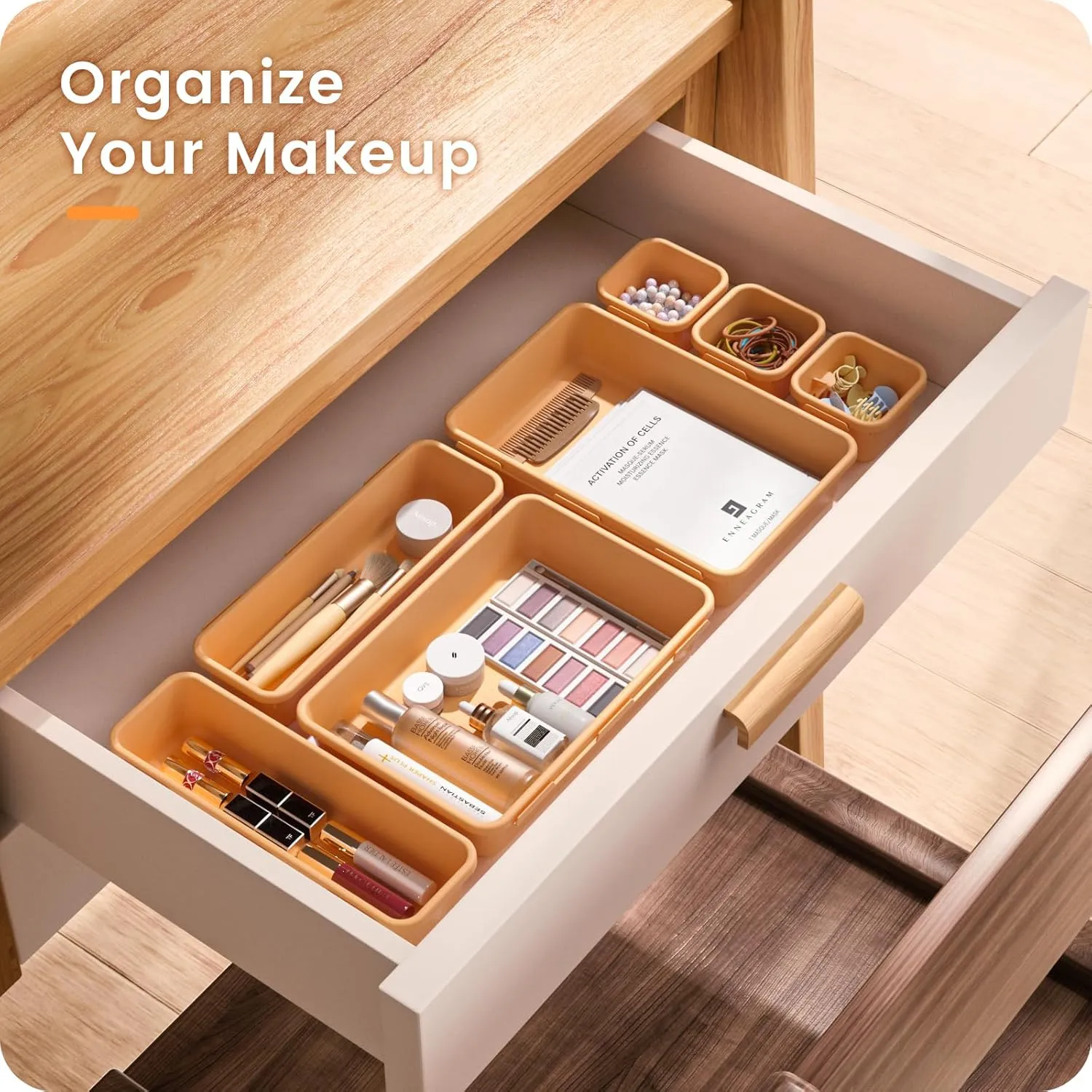 A-LuGei 【42Pcs】【Orange】 Tool Box Organizer Tray Divider Set, Desk Drawer Organizer, Garage Organization and Storage Toolbox Accessories for Rolling Tool Chest Cart Cabinet Work Bench Small Parts