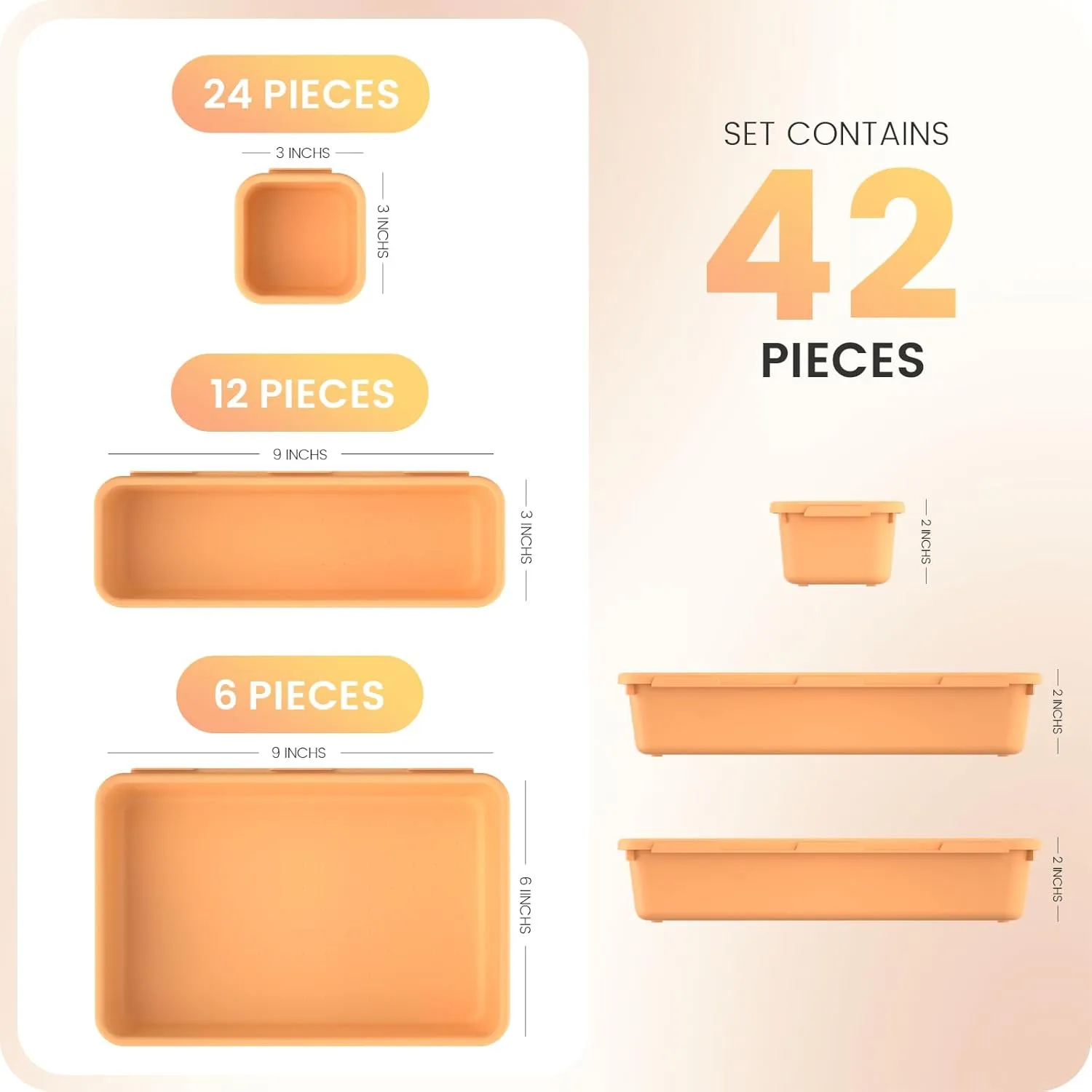 A-LuGei 【42Pcs】【Orange】 Tool Box Organizer Tray Divider Set, Desk Drawer Organizer, Garage Organization and Storage Toolbox Accessories for Rolling Tool Chest Cart Cabinet Work Bench Small Parts