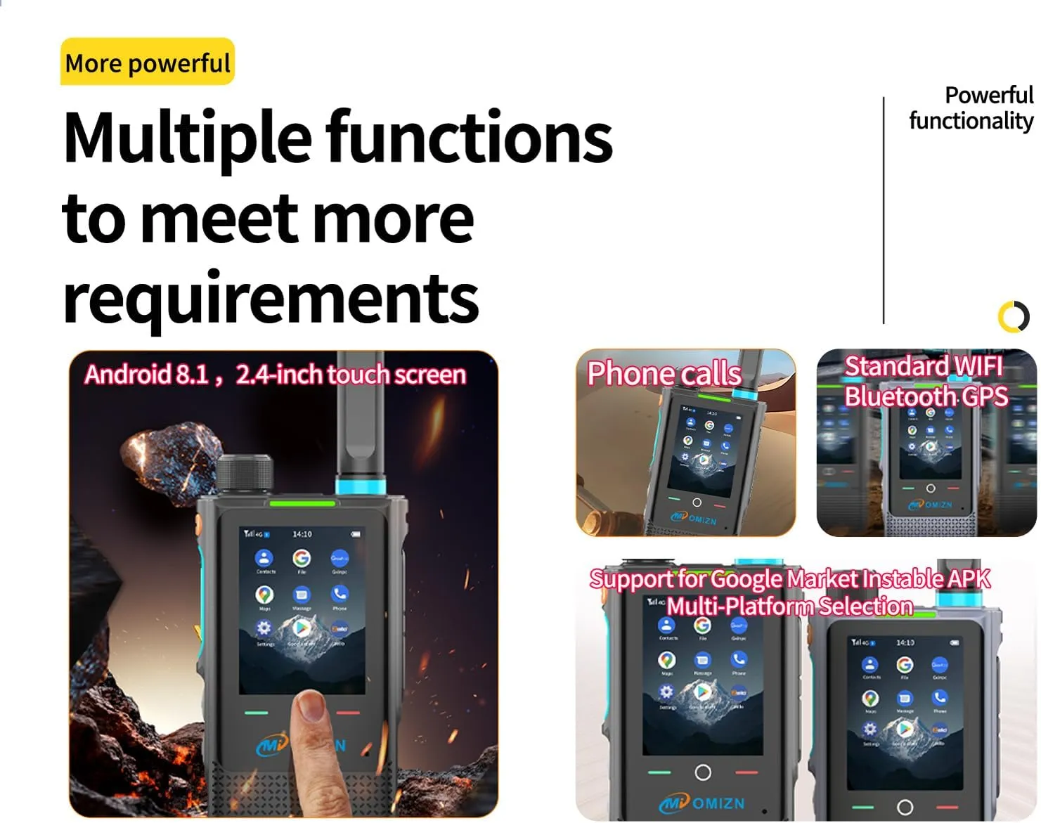 A5 4G Network Walkie Talkie Unlimited Range Available Worldwide POC Two Way Radio Android 8.1 Zello Real PTT WiFi Bluetooth AES256 2 Pack