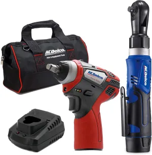 ACDelco ARW1209-K14 G12 Series 12V Li-ion Cordless 3/8” Rachet Wrench & Impact Wrench Combo Tool Kit