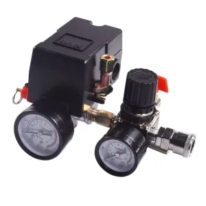 air Compressor Pressure Switch with Pressure Regulator, 90-120 PSI air Compressor Switch equips Pressure Gauge