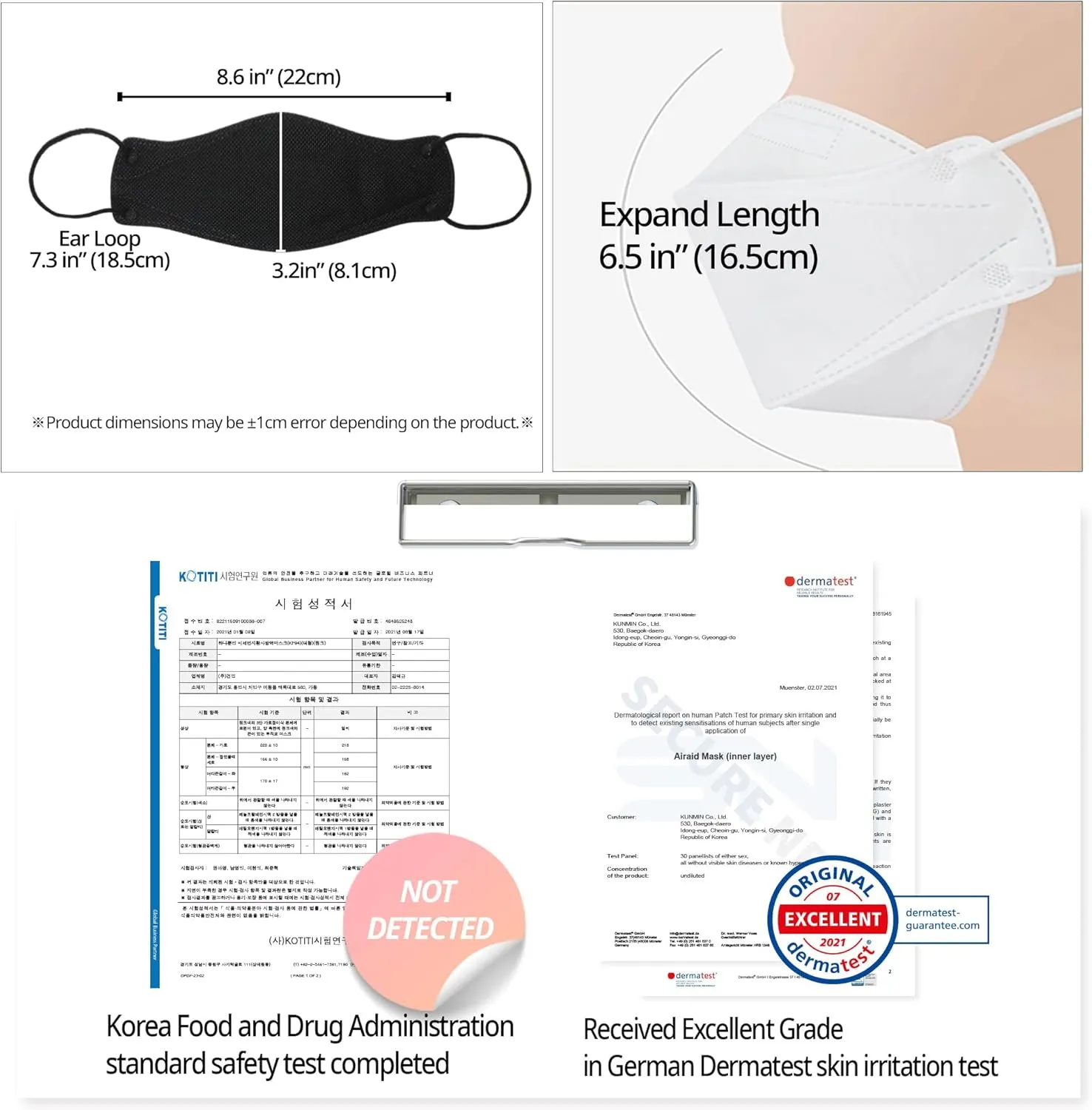 AIRAID-KF94 [Individually Wrapped] - Made in Korea, 4-Layer Filter, 3D Face Mask, Black, White, Adult and Older Teens